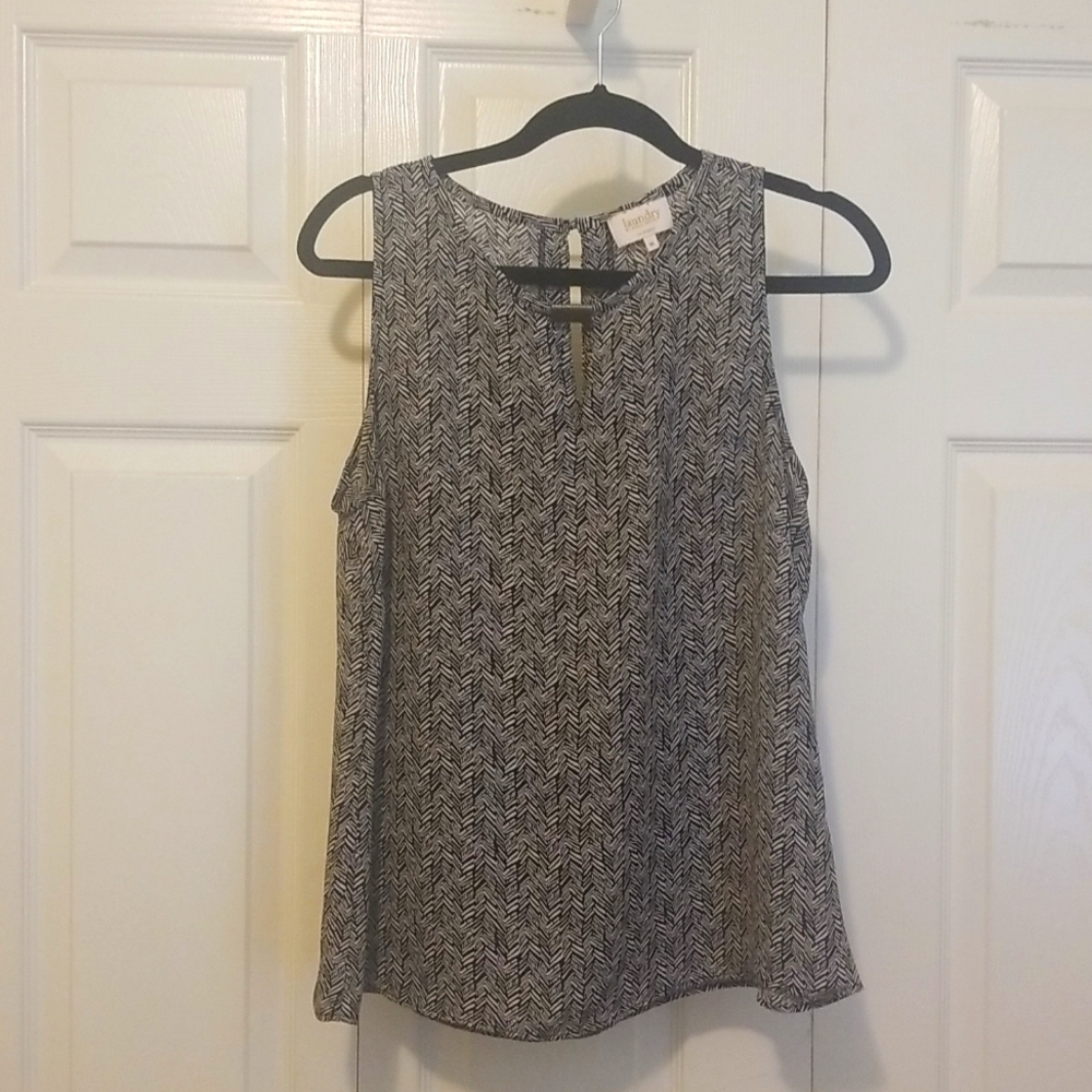 Geometric black and white blouse